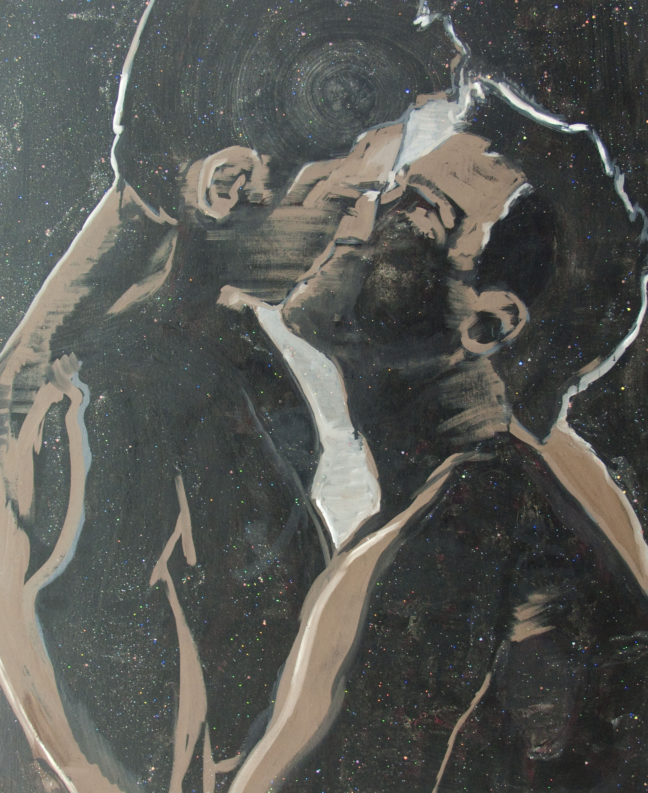 French Kissing, olej i akryl z brokatem na płótnie, 100 x 80 cm, 2013