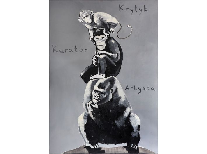 The Krasnals.Whielki Krasnal, Piramida zwierząt / na podstawie pracy Katarzyny Kozyry, 2008, olej na płótnie, 92 x 65 cm