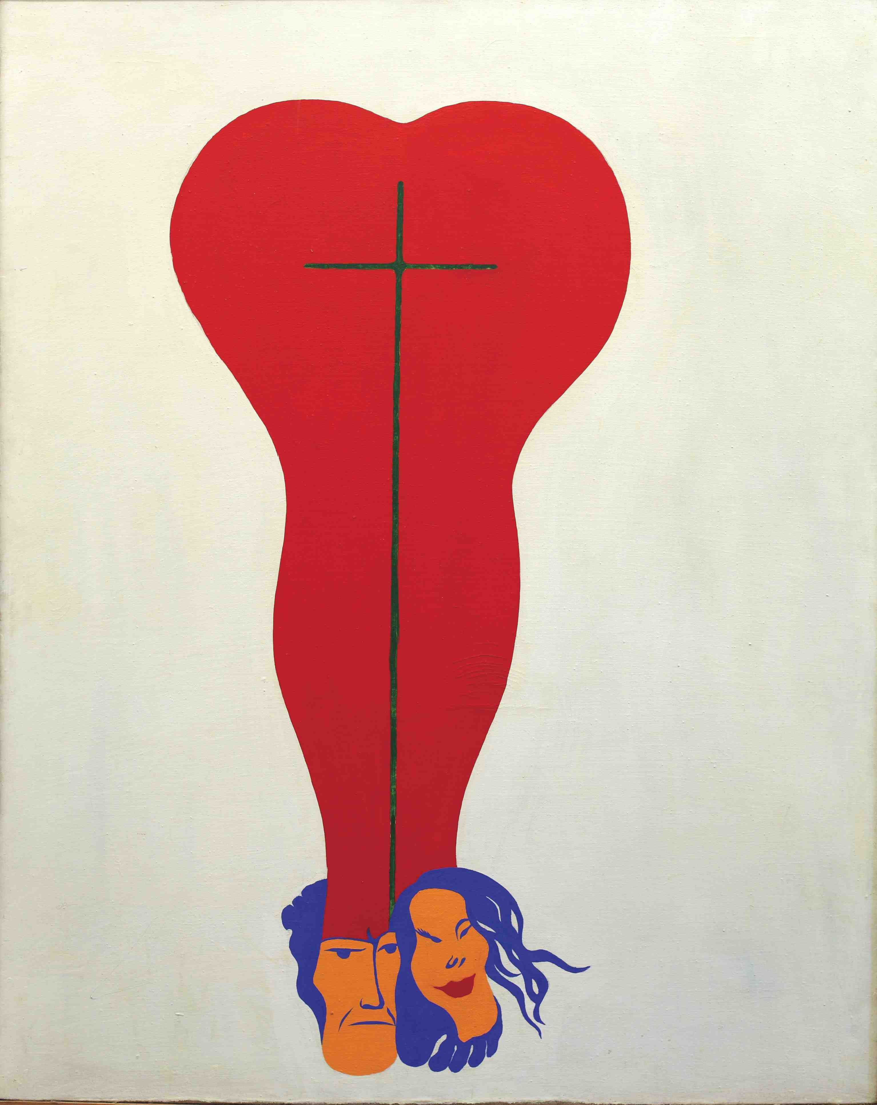Jerzy “Jurry” Zieliński, Polski Akt Małżeństwa, 1974, olej na płótnie, 99 x 70 cm, dzięki uprzejmości Galerii Zderzak, Kraków