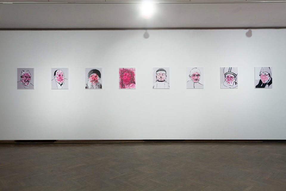 Ada Karczmarczyk, "The Beloved Gurus",  wydruki, akryl, 2014