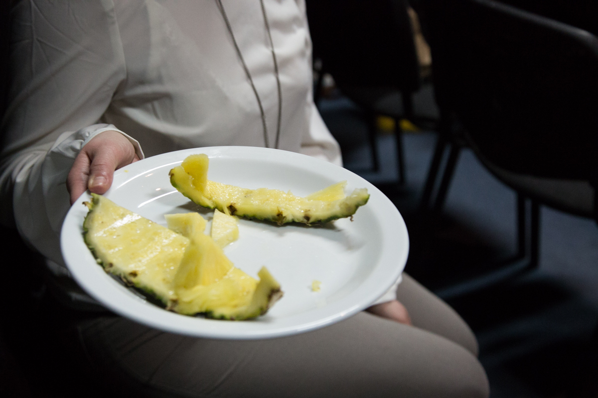 Ananas przyniesiony przez artystkę, CSW Łaźnia, 15.04.2014, fot. Wojtek Skrzypczyn