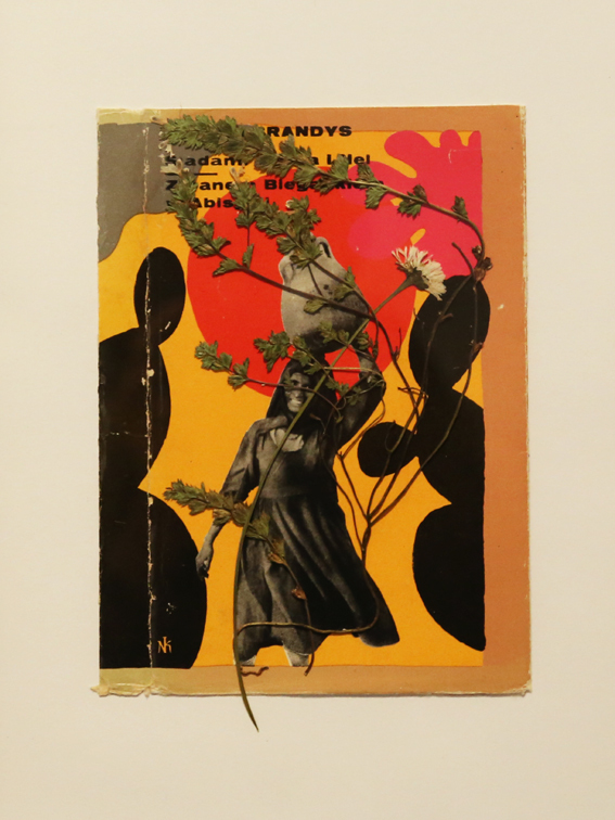 Bez tytułu, 2014  seria kolaży, okładki książek, suszone rośliny, 20x15 cm
