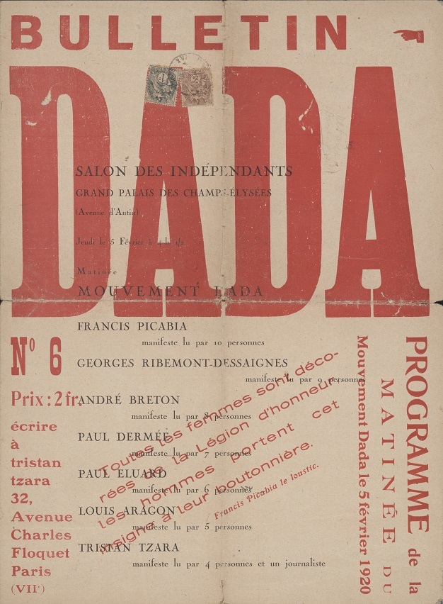Biuletyn DADA, nr  6, 1920. Red. Tristan Tzara. Marzona Archive