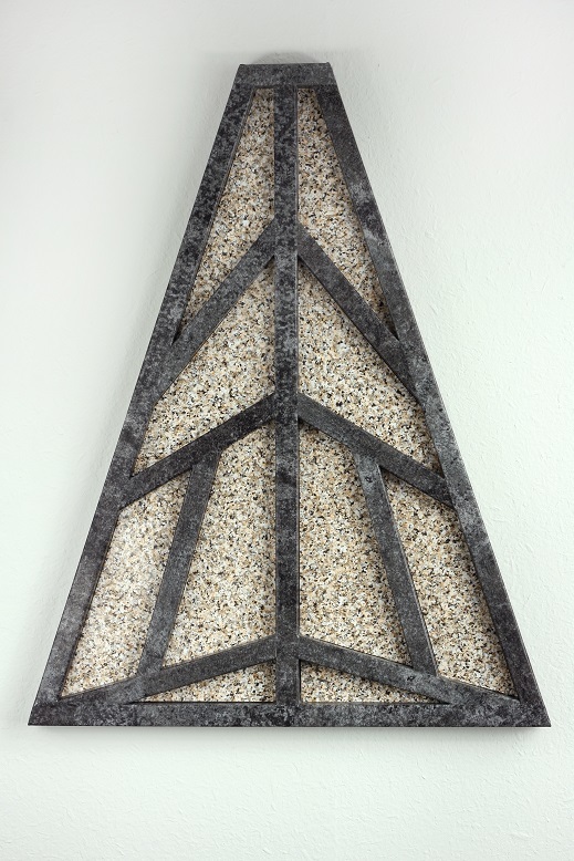 Szymon Szewczyk, bez nazwy, obiekt z drewna i okleiny na podstawie wzoru furtki ogrodowej wykonanej przez anonimowego rzemieślnika