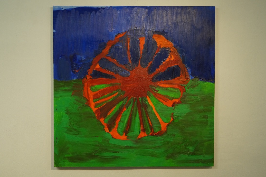 Krzysztof Mężyk,"Flaga romska", 2013, akryl i olej na płótnie