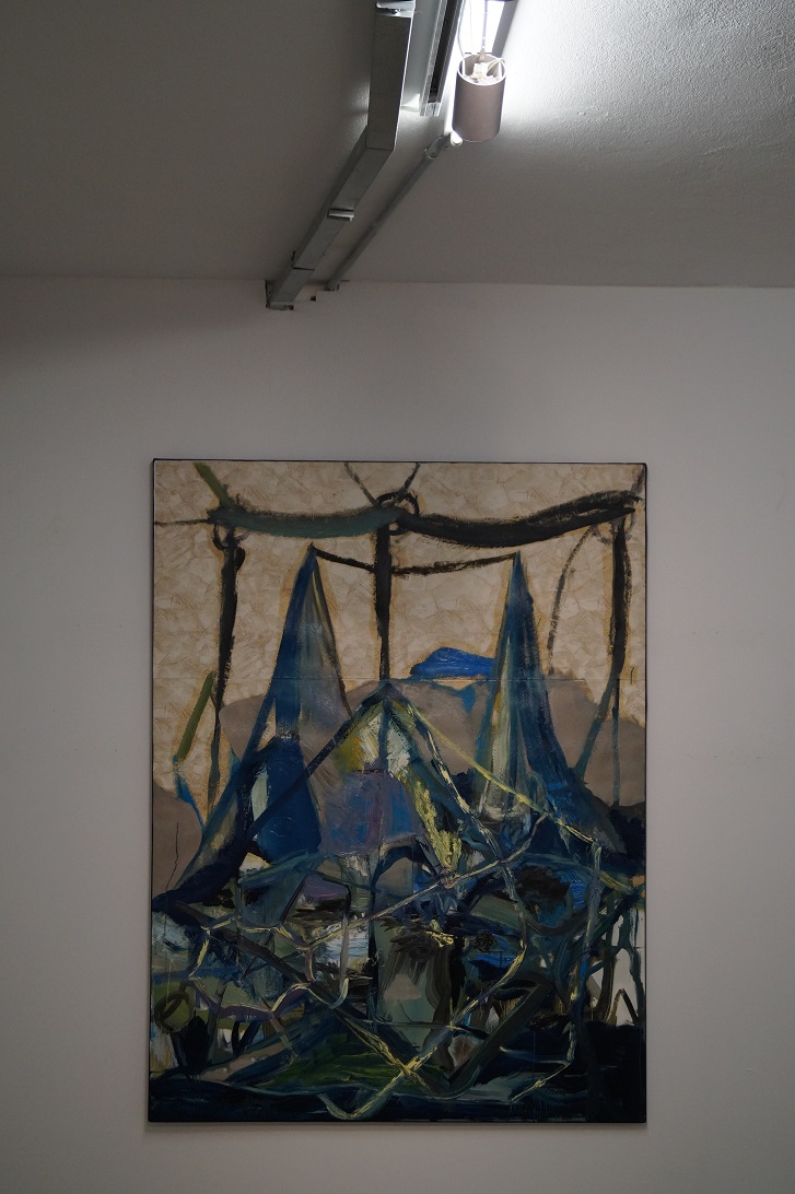 Krzysztof Mężyk, "Topnienie głębinowego lodu", 2012, akryl, kolaż i olej na płótnie