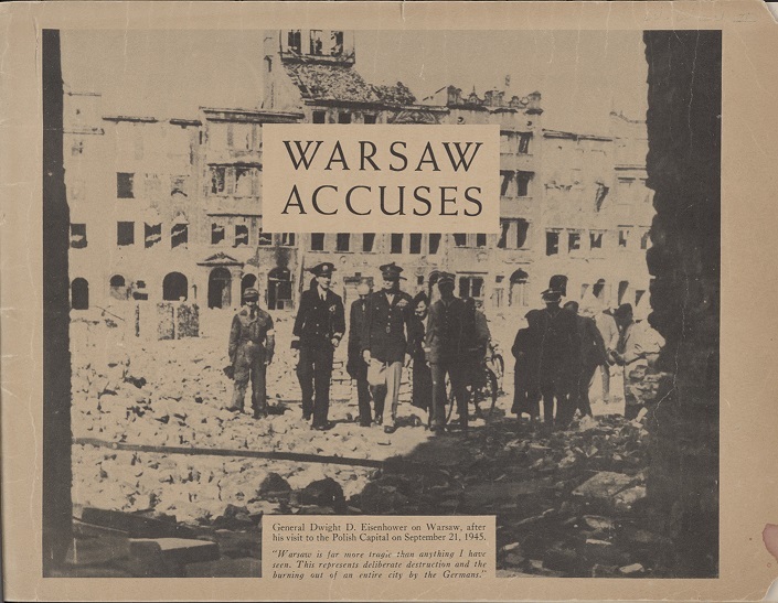Układ graficzny broszury "Warsaw Accuses" [Warszawa oskarża], 1946. Library of the Polish Embassy