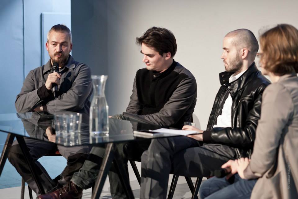 Dyskusja "Artysta pracujący?", MSN, od lewej: Robert Kuśmirowski, Franciszek Orłowski, Norman Leto