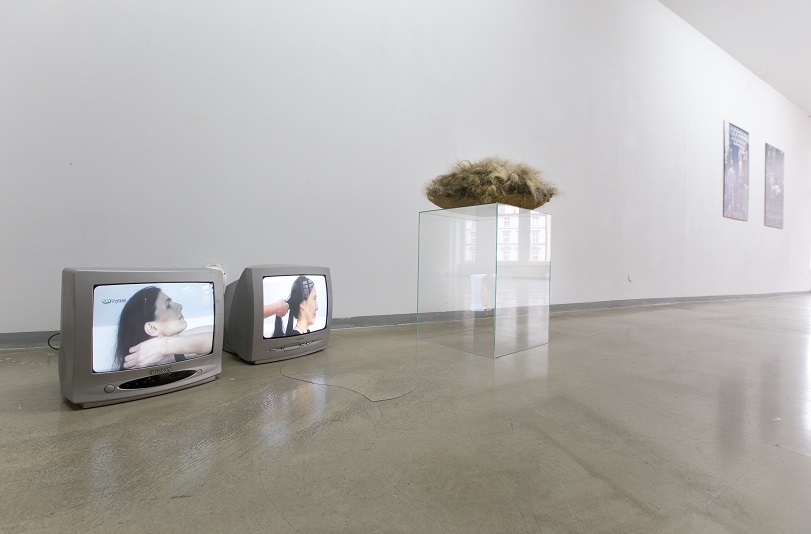 Krystyna Piotrowska, "ej włosy, wideo, 2011, Poduszka, obiekt, ludzkie włosy, 2014