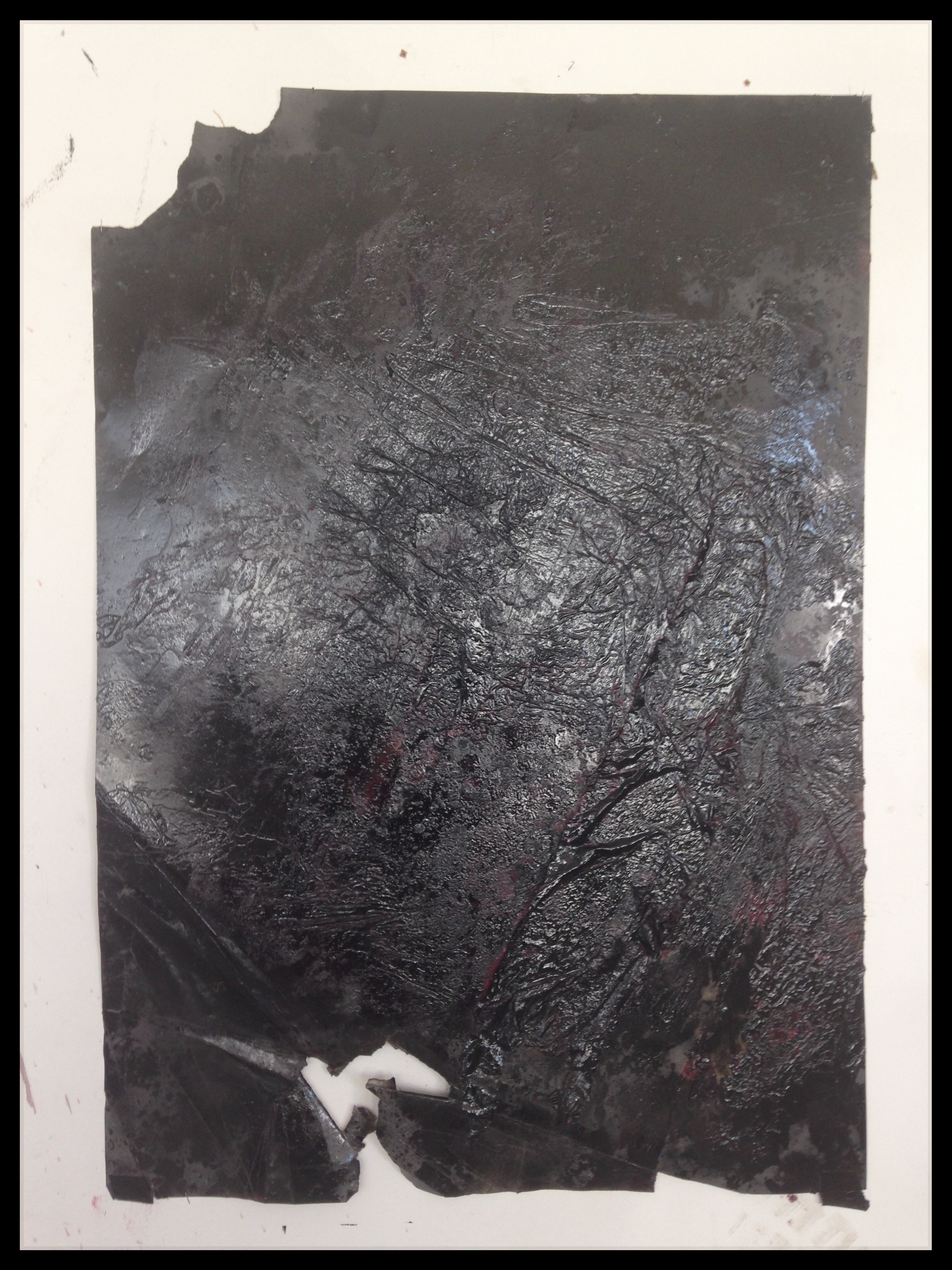 Piotr Janas, Bez tytułu, 2014, 100x70 cm + oprawa, olej, lakier, farba ftalowa na papierze