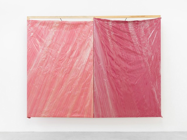 Michał Budny, Deep Red, 2015, wood, metal, fabric, adhesive tape