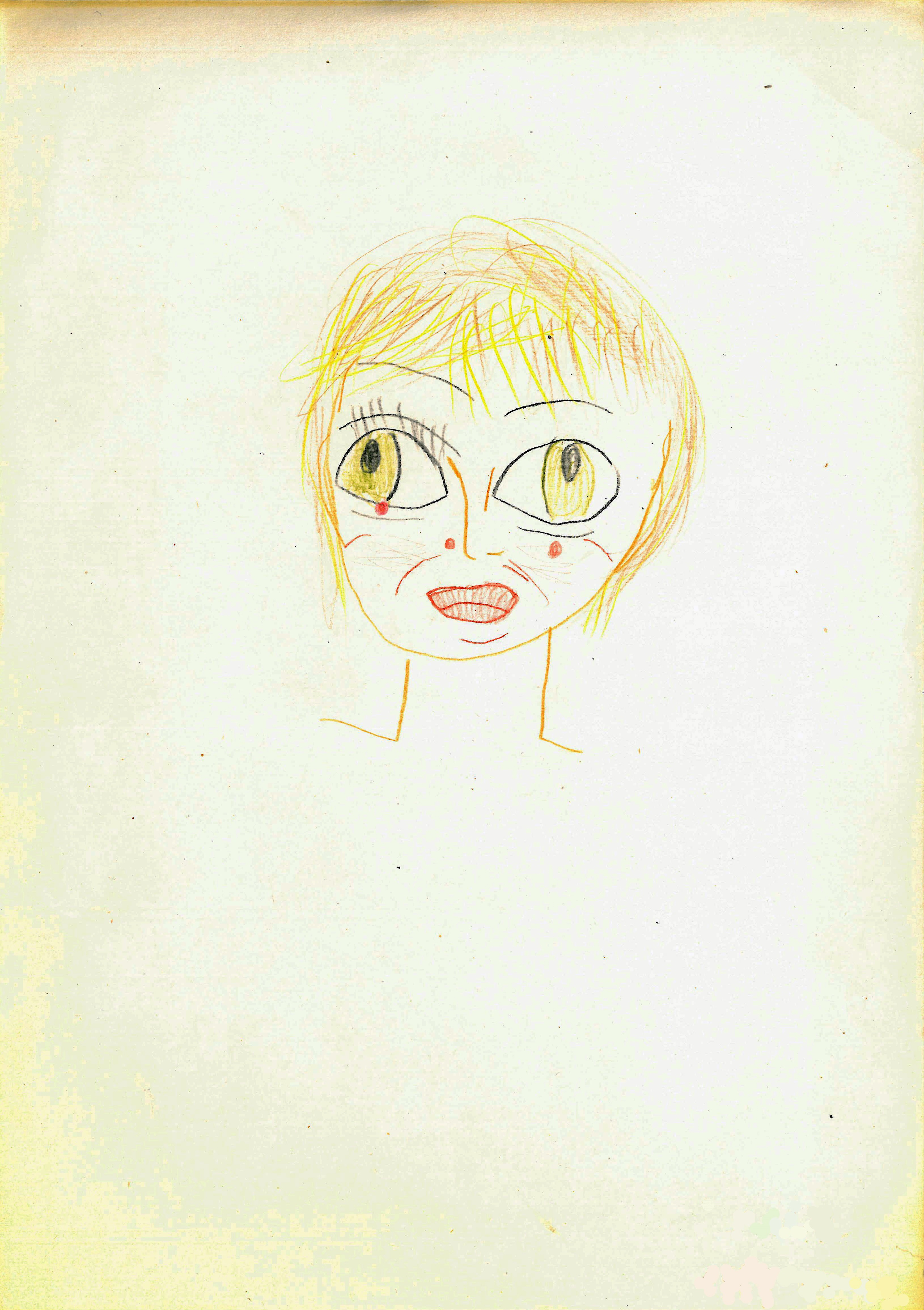 Autoportret (rysunek, kredka na papierze, 1993) 