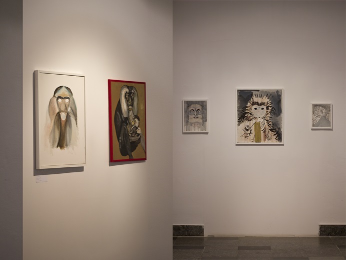Honorata Martin, Twarze, cykl, akryl na płótnie, 2015, fragment ekspozycji