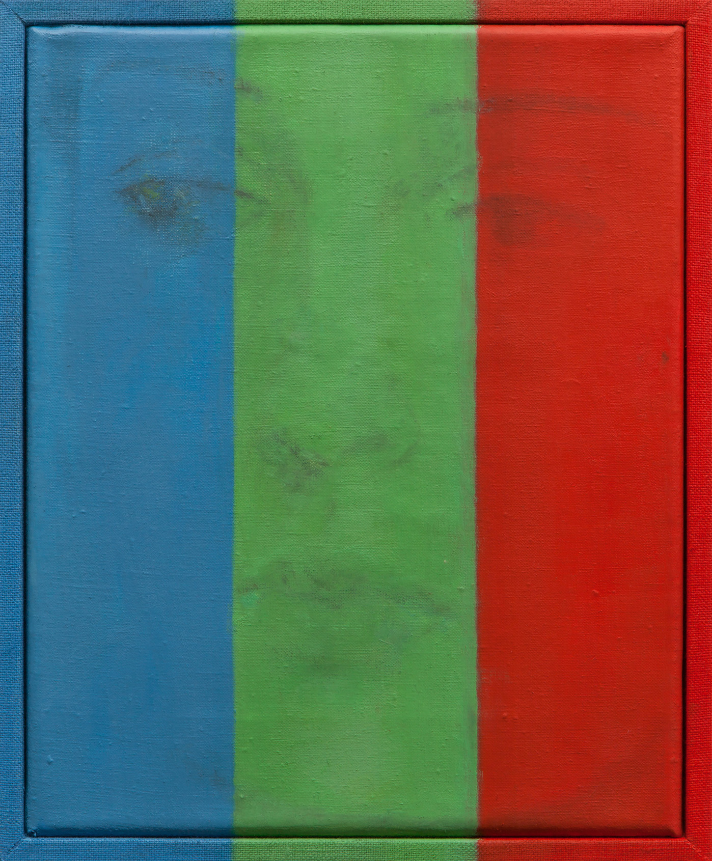 Michelle Rawlings, Green Stripe, 2015, olej na płótnie lnianym, płócienna oprawa, 23 x 25 cm