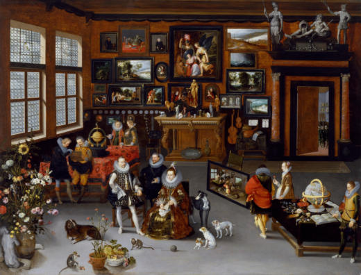 Hieronymus Francken II, The Archdukes Albert and Isabella visiting a collectors cabinet, Google Art Project