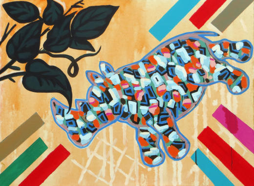 Ryszard Grzyb, Nie ma lekarstwa na twoje zranienie, akryl na płótnie 73 x 100 cm, 2016