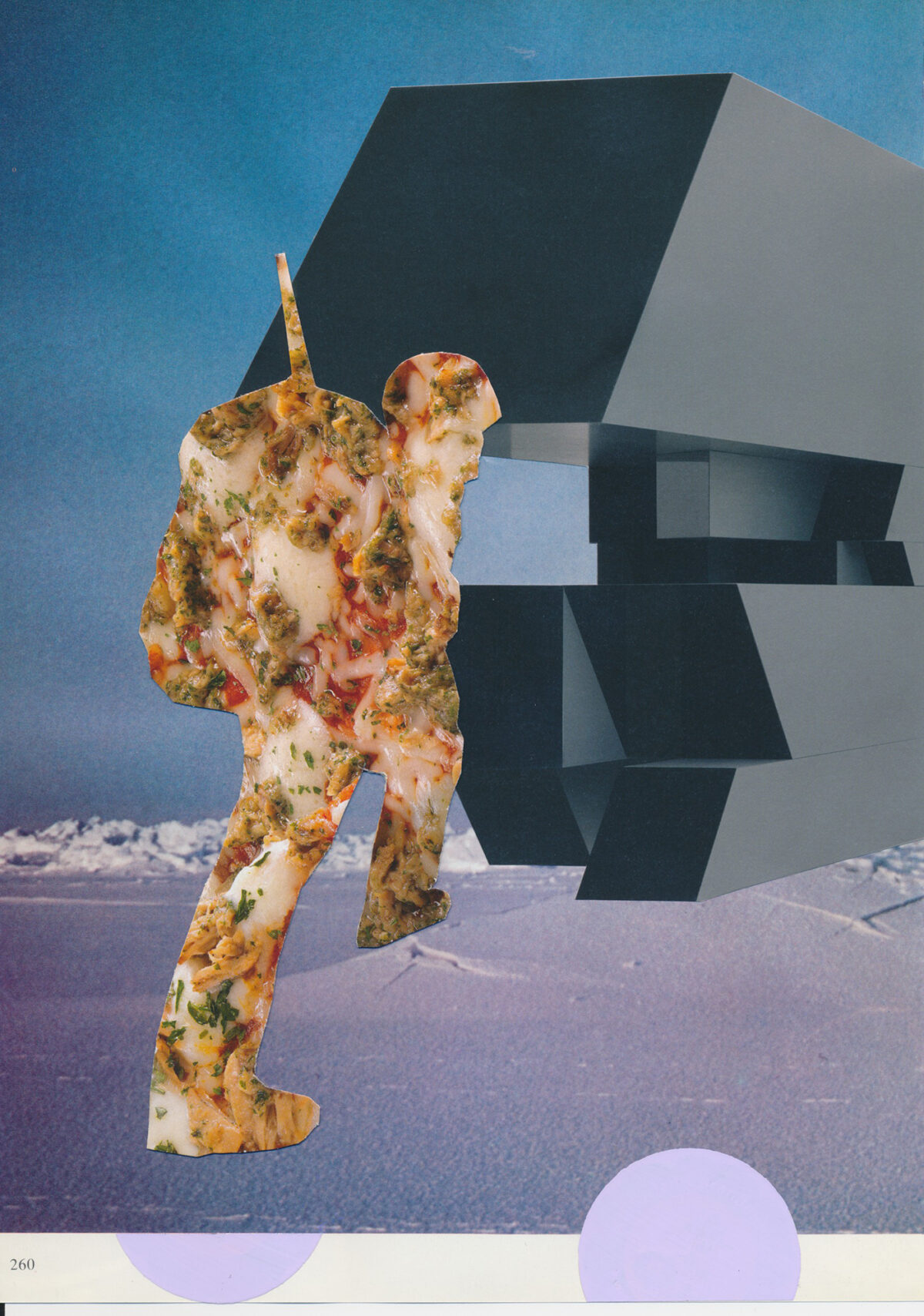 Ryszrad Górecki Pizza soldier 71,2015, kolaż, akryl na ilustracji książkowej, 29,5 x 21cm.