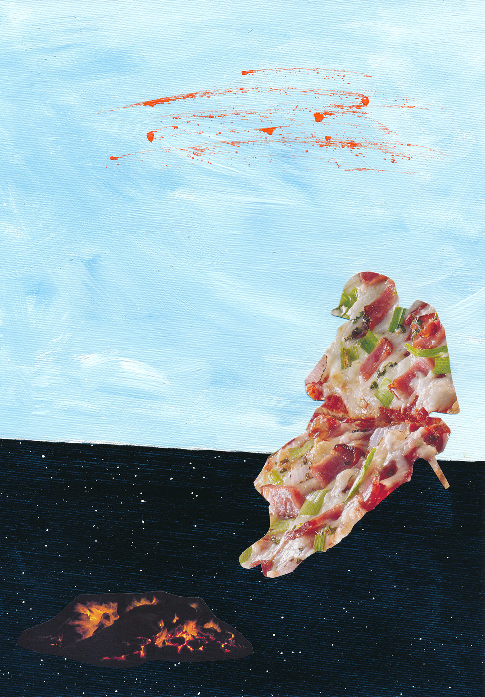 14. Pizza Soldier 136, 2020, olej i kolaż na płótnie, foto Ryszard Górecki.